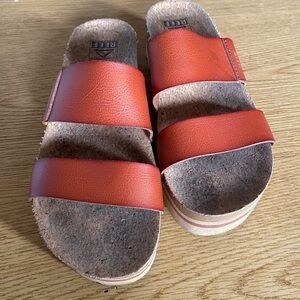 Reef Burnt Orange Cork Slide Sandals
